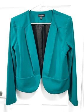 bebe Teal Open-Front Blazer